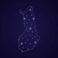 Digital network map of Finland. Abstract connect line and dot vector