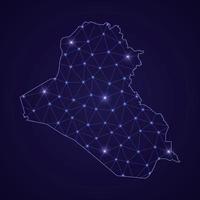 Digital network map of Iraq. Abstract connect line and dot vector