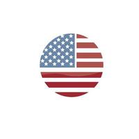 Isolated round shape American flag vector logo.