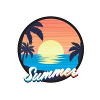 vector hand lettering summer with illustration beach