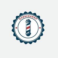 Classic Barber shop Pole isolated on a white background. Monochrome and color vector