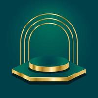 Emerald Gold Podium. Vector Illustration.