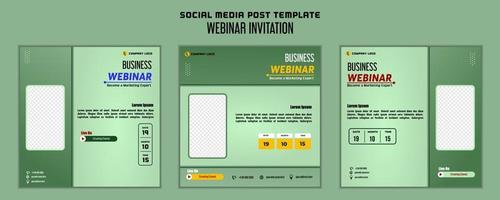 diseño moderno de plantilla de publicación en redes sociales, para marketing digital en línea o plantilla de invitación a seminario web vector