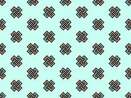 Geometric cartoon character seamless pattern on green background vector