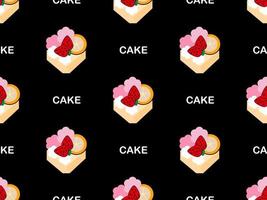 Cake cartoon character seamless pattern on black background vector