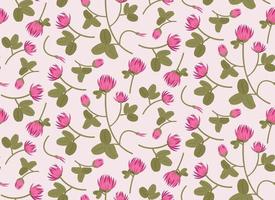 Seamless pattern with red clovers. Texture with wildflowers in cartoon style. vector