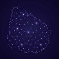 Digital network map of Uruguay. Abstract connect line and dot vector