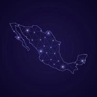 Digital network map of Mexico. Abstract connect line and dot vector