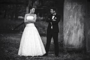 bride and groom having fun photo