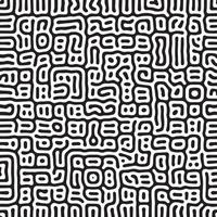 Vector black and white organic rounded lines pattern.