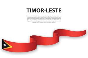Waving ribbon or banner with flag of Timor-Leste vector