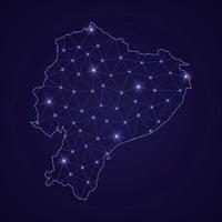 Digital network map of Ecuador. Abstract connect line and dot vector