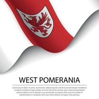 ondeando la bandera del voivodato de pomerania occidental es una región de polonia vector