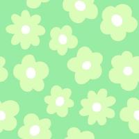 fondo de flores de dibujos animados verde brillante, vector de patrones sin fisuras. diseño de estampado floral moderno y sencillo.