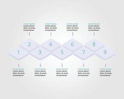 curve square chart of timeline template for infographic presentation template with 9 element for banner vector