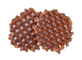 two sweet chocolate-covered waffles isolated photo
