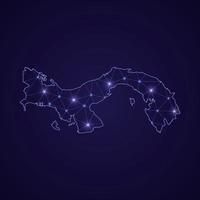 Digital network map of Panama. Abstract connect line and dot vector