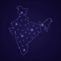 Digital network map of India. Abstract connect line and dot