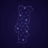 Digital network map of Portugal. Abstract connect line and dot vector