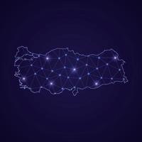 Digital network map of Turkey. Abstract connect line and dot vector