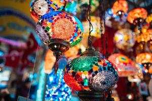 Beautiful turkish mosaic lamps photo