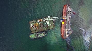 View of an old tanker that ran aground and overturned photo