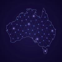 Digital network map of Australia. Abstract connect line and dot vector