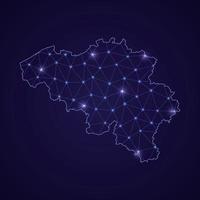 Digital network map of Belgium. Abstract connect line and dot vector