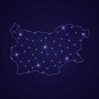 Digital network map of Bulgaria. Abstract connect line and dot vector