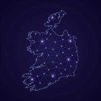 Digital network map of Ireland. Abstract connect line and dot vector