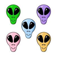 Bright Masks of an alien creature, a Martian, cartoon vector illustration on a white background