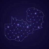 Digital network map of Zambia. Abstract connect line and dot vector