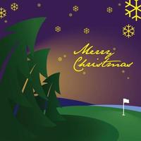 Christmas card golf course theme vector