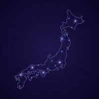 Digital network map of Japan. Abstract connect line and dot vector