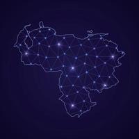 Digital network map of Venezuela. Abstract connect line and dot vector