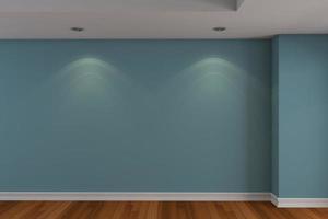 Empty room blue color wall photo