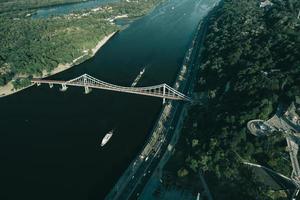 Pedestrian bridge in Kiev across the river photo