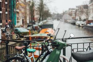 Bike on day light during the rain. photo