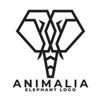 establecer vector de diseño de logotipo de elefante monoline