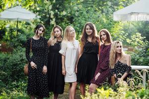 Six girls posing on camera photo