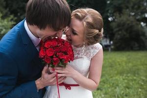 Beautiful couple in the park photo