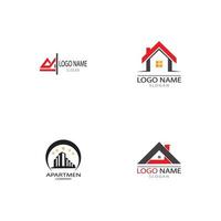 diseño de logotipo de propiedad inmobiliaria y construcción para el signo corporativo de negocios. vector