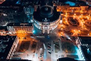 Night view of the opera house in Odessa photo