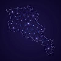 Digital network map of Armenia. Abstract connect line and dot vector