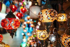 Beautiful turkish mosaic lamps photo