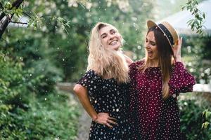 Two girls in a summer park photo