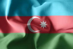 3d rendering waving silk flag of Azerbaijan photo