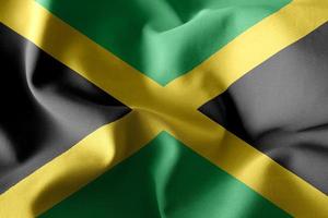 3d realistic waving silk flag of Jamaica photo