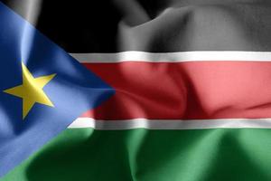 3d realistic waving silk flag of South Sudan photo