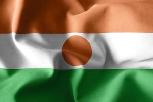 3d realistic waving silk flag of Niger photo